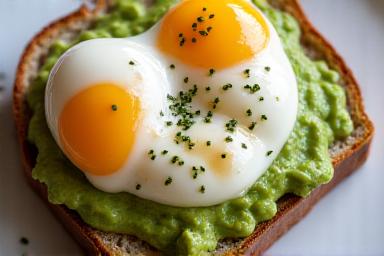 Pochierte Eier auf Krustenbrot